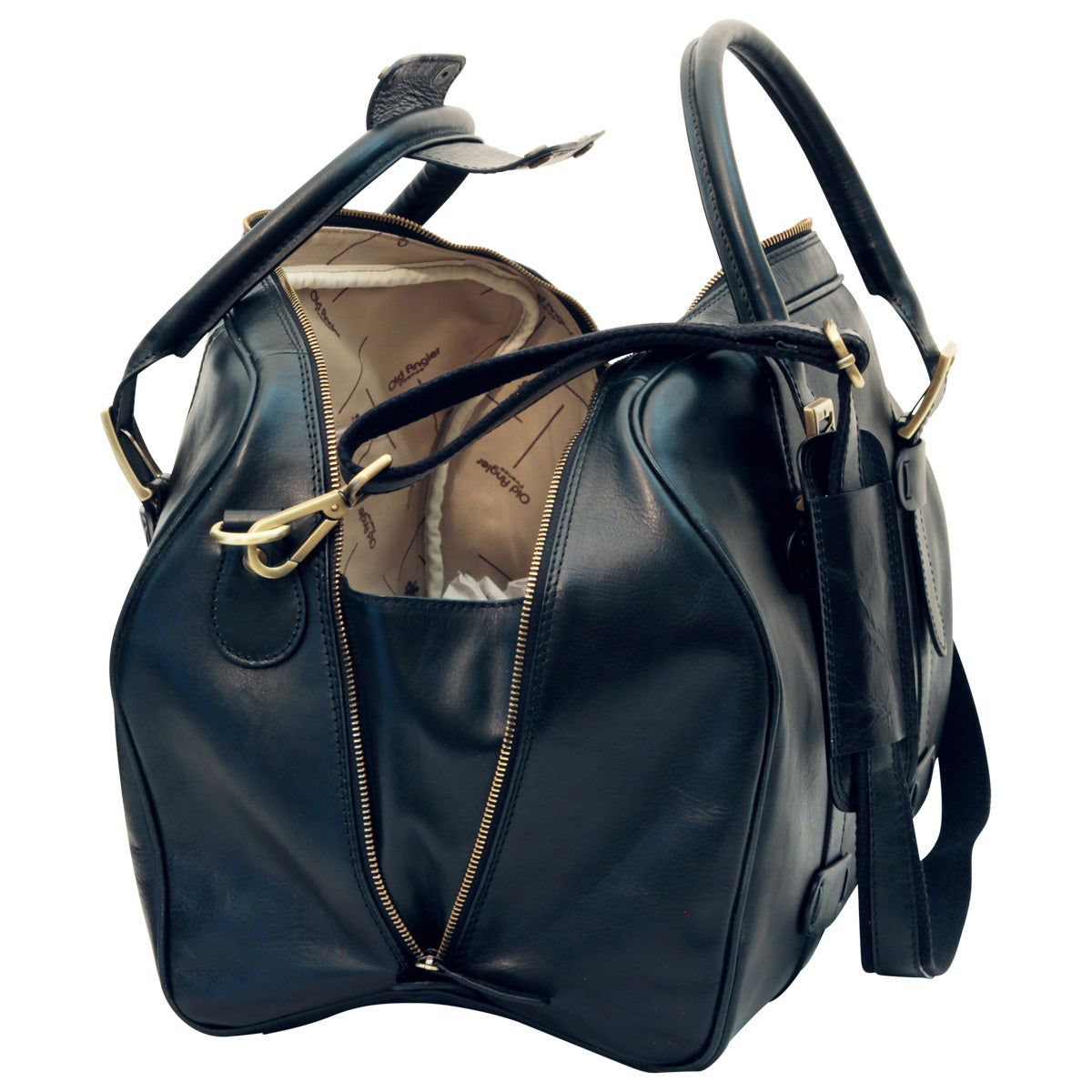 Cowhide leather duffel bag - Black-1