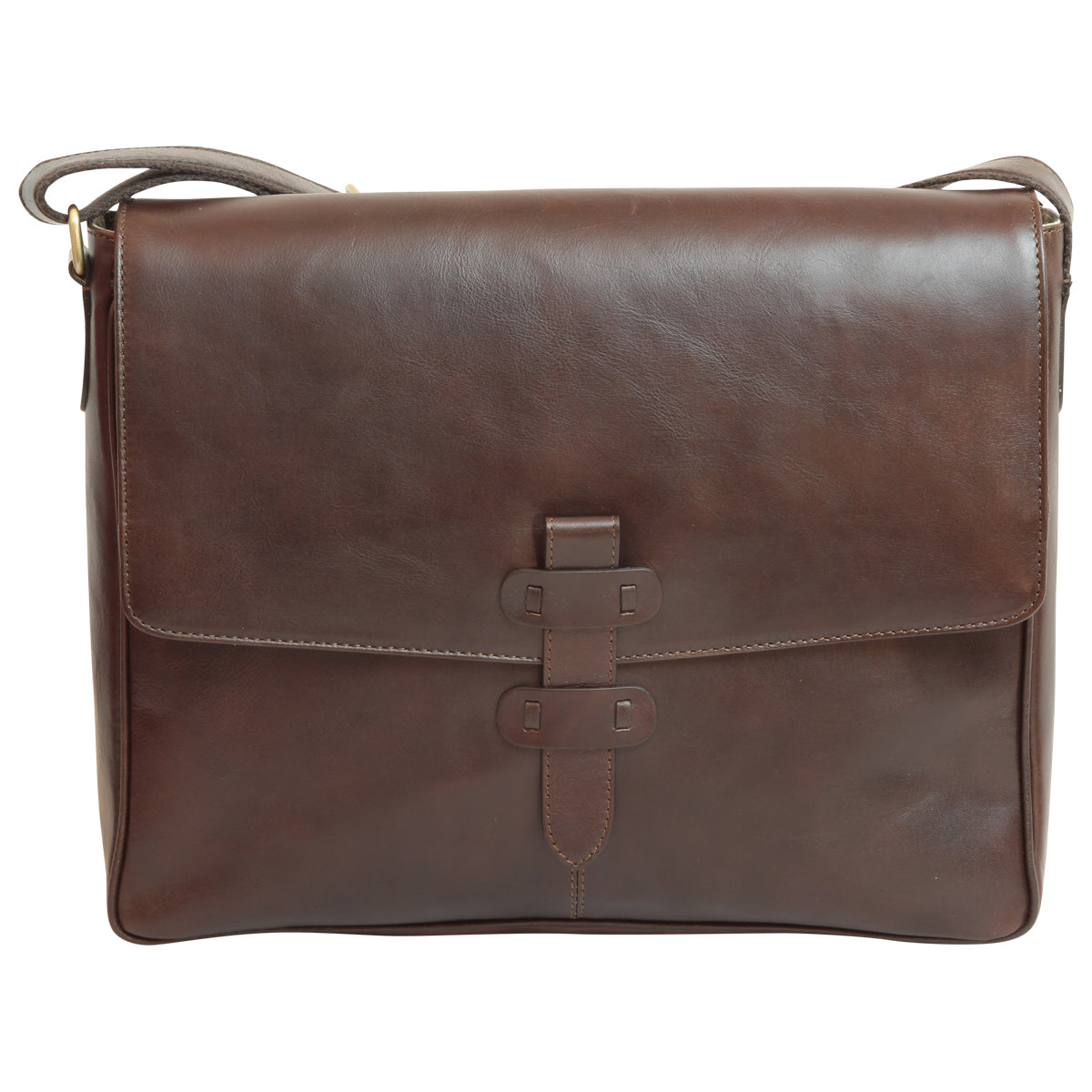 Cowhide Leather Messenger - Dark brown-1
