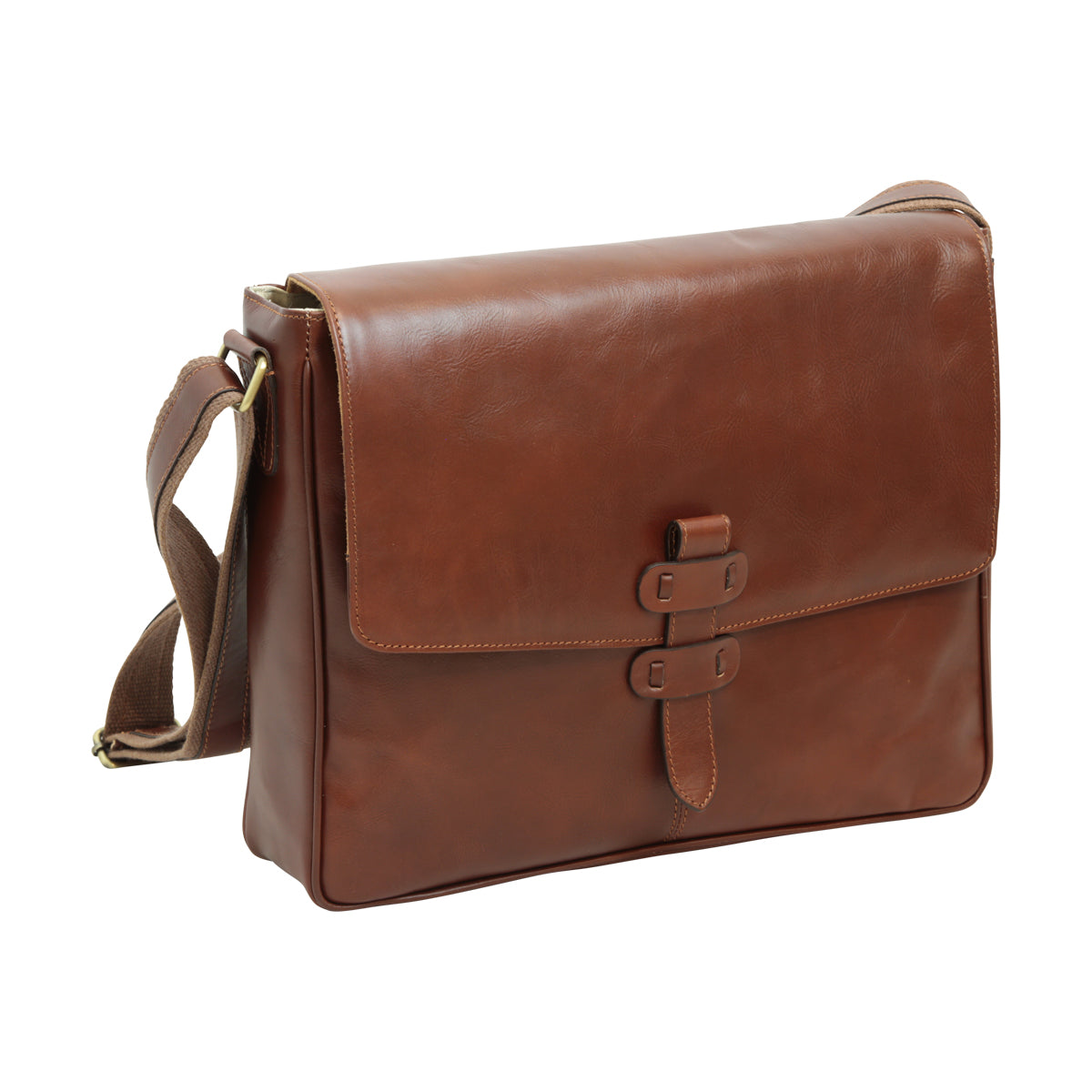 Cowhide Leather Messenger - Brown-0