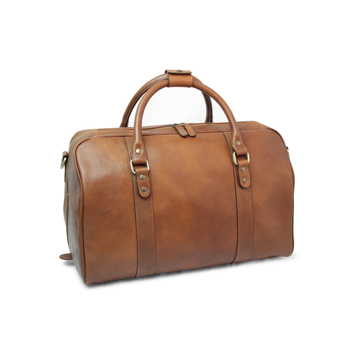 Full grain leather travel bag - chestnut-0
