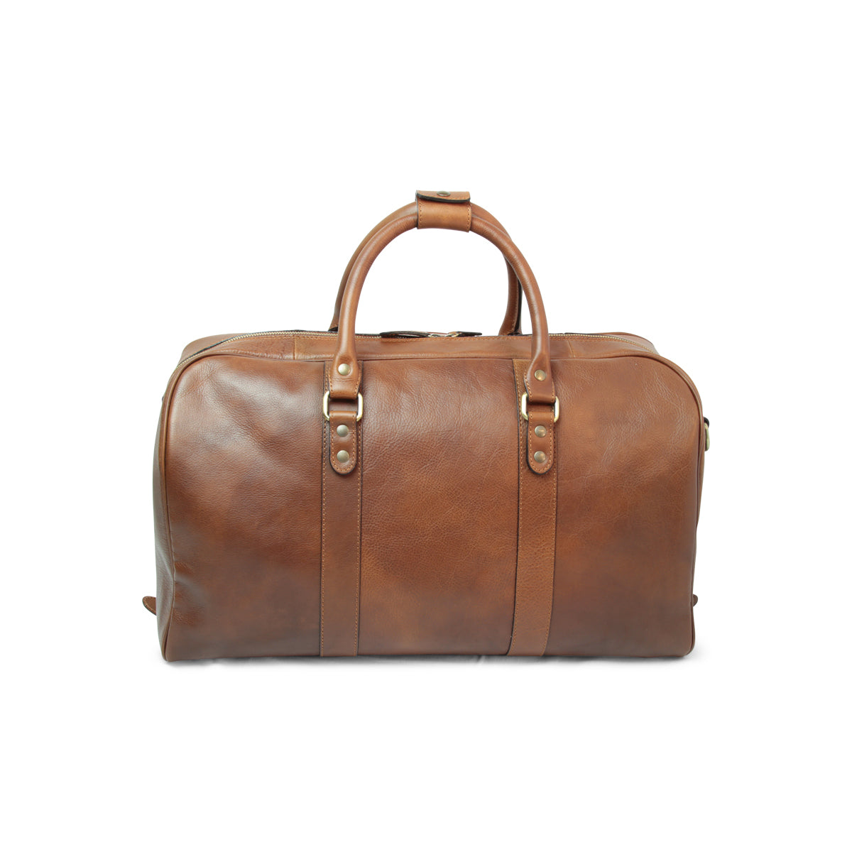 Full grain leather large travel bag - chestnut-0