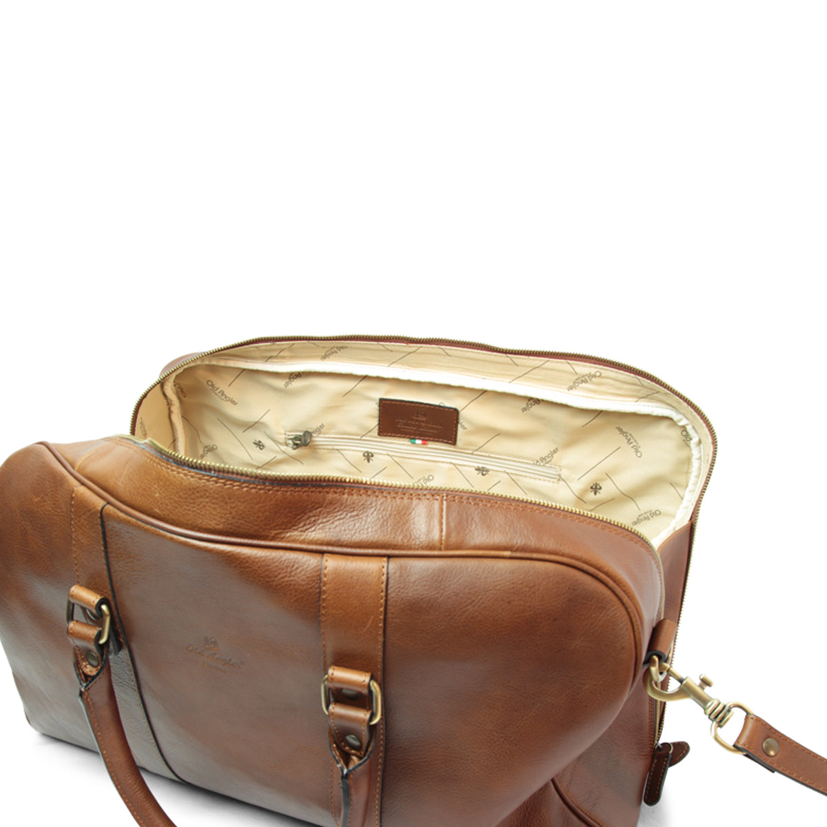 Full grain leather large travel bag - chestnut-1