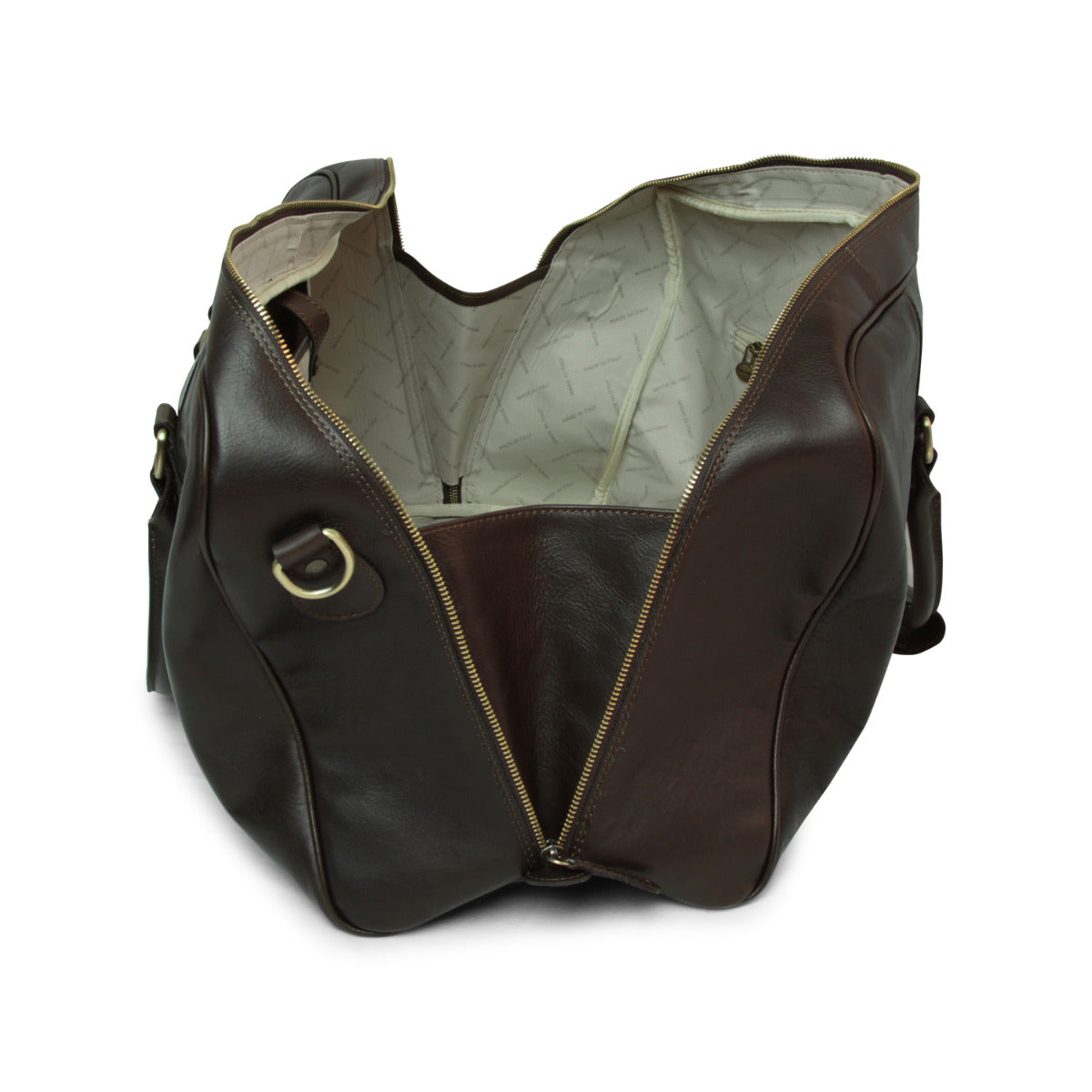Full grain leather large travel bag - dark brown-1