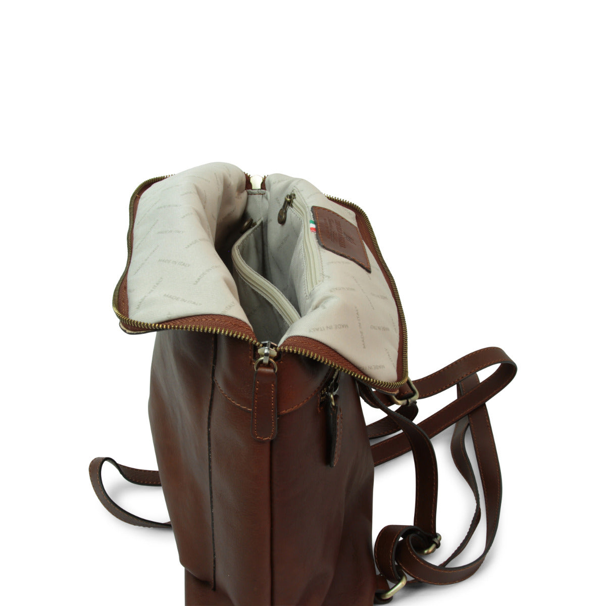 Full grain leather back pack - brown chestnut-1