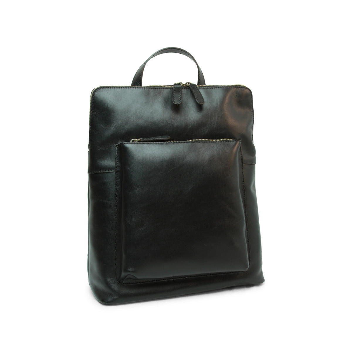 Full grain leather backpack - black-0