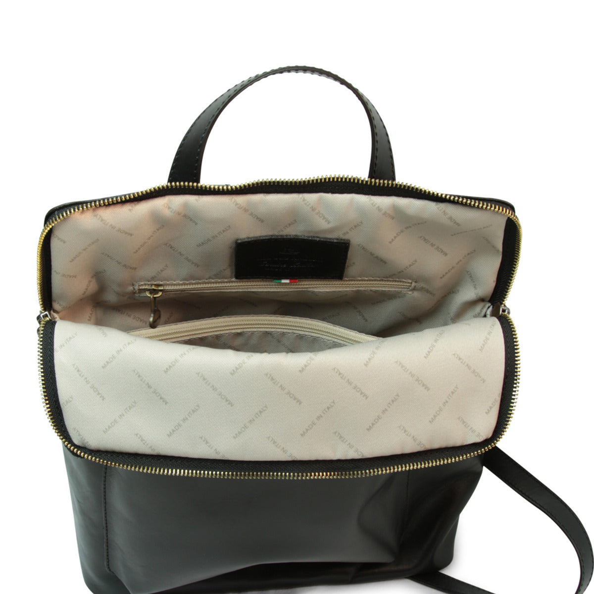 Full grain leather backpack - black-1