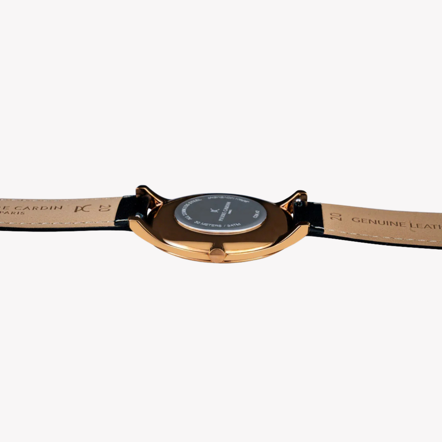 Pierre Cardin Men's Stainless Steel Rose Gold Watch, Black Leather | CBA.4006-3