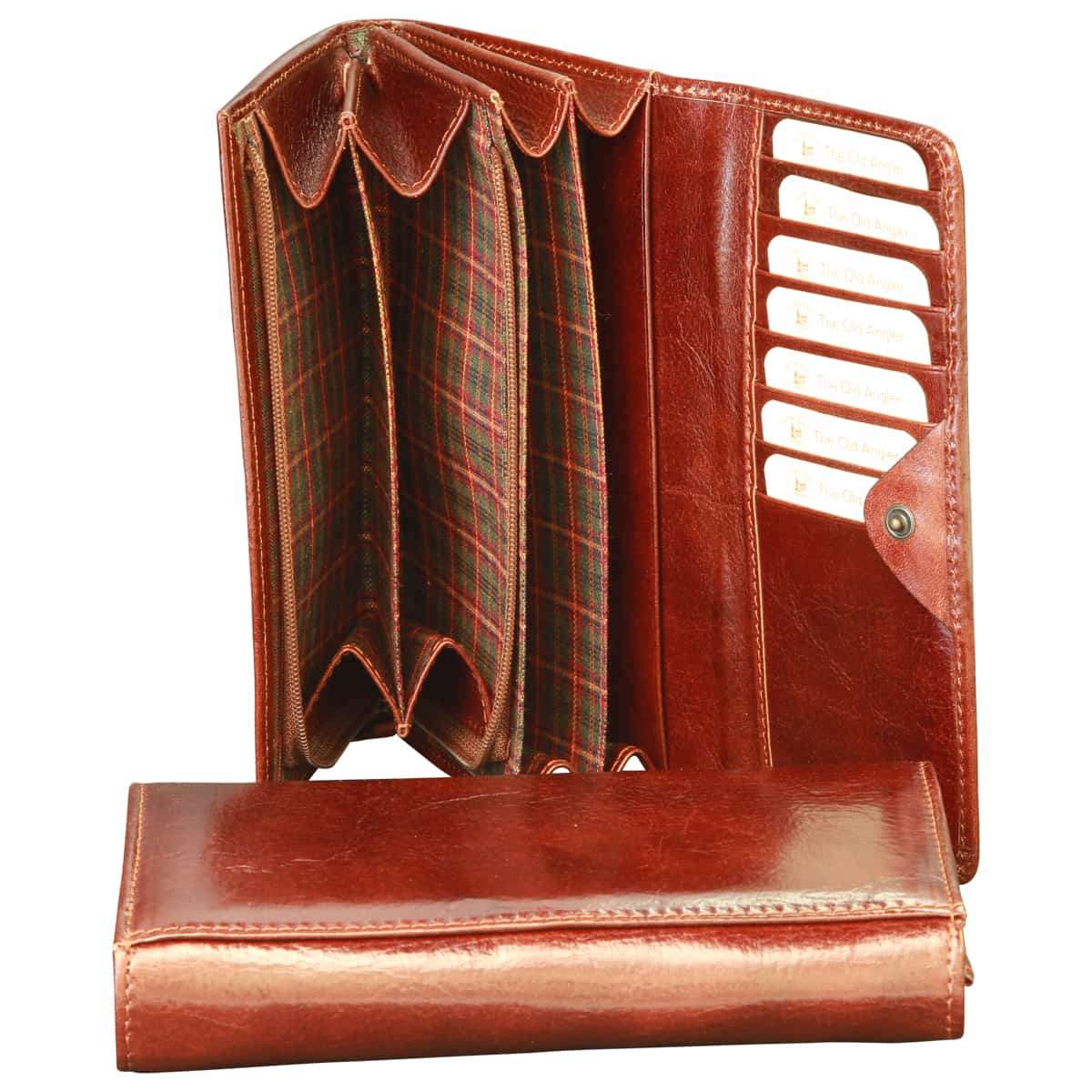 Leather wallet for women - Brown with RFID-1