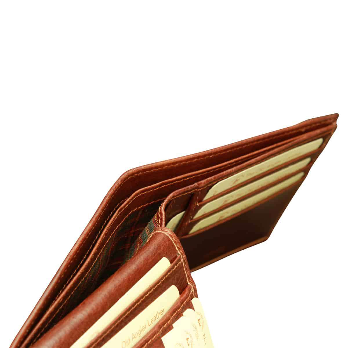 Cowhide leather bifold wallet with RFID blocking technology - Brown-1