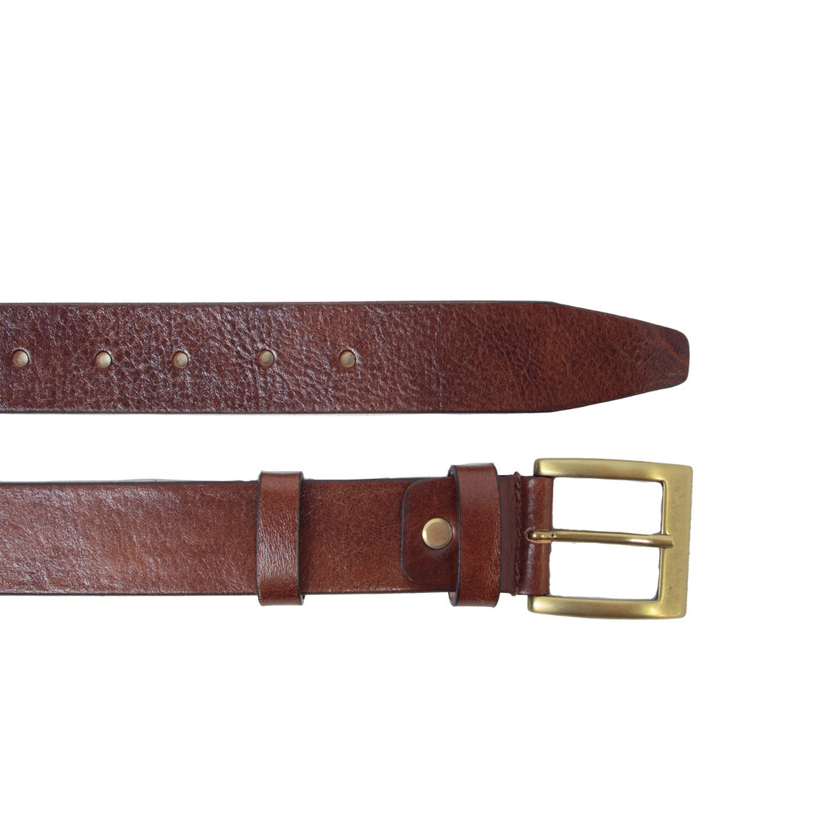 Leather flat belt - brown-1