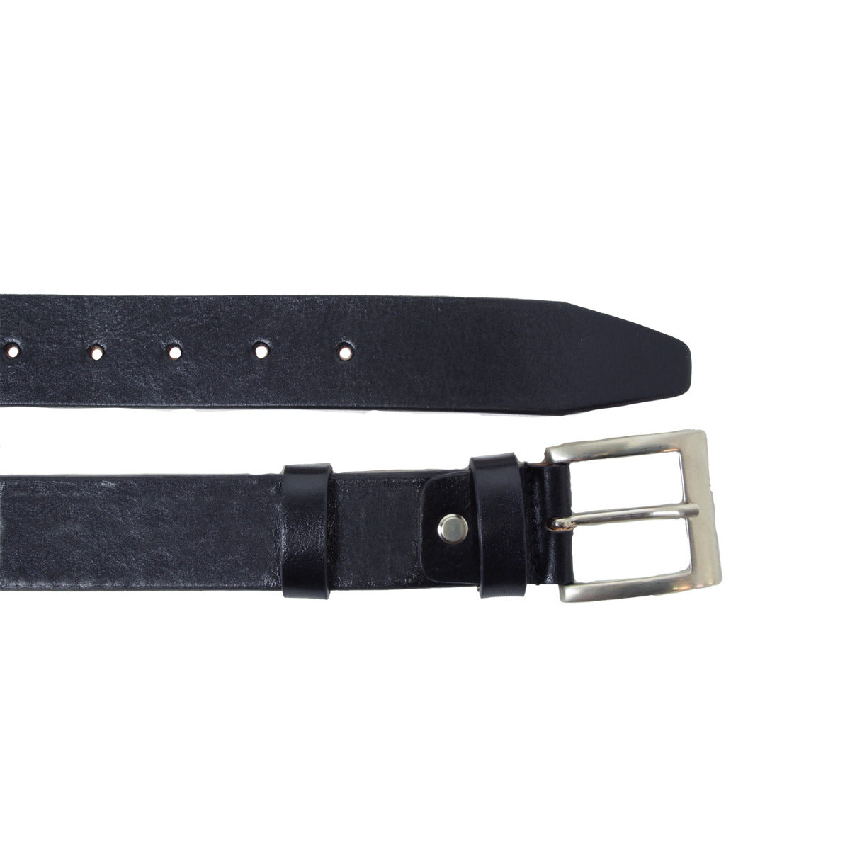 Leather flat belt - black-1