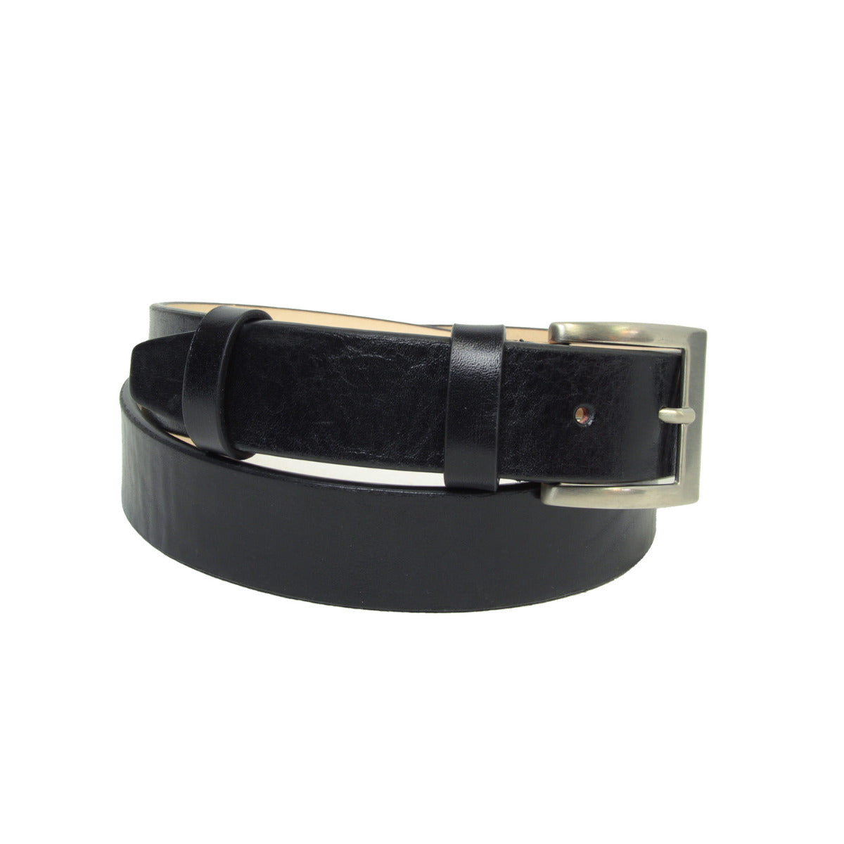 Leather flat belt - black-0