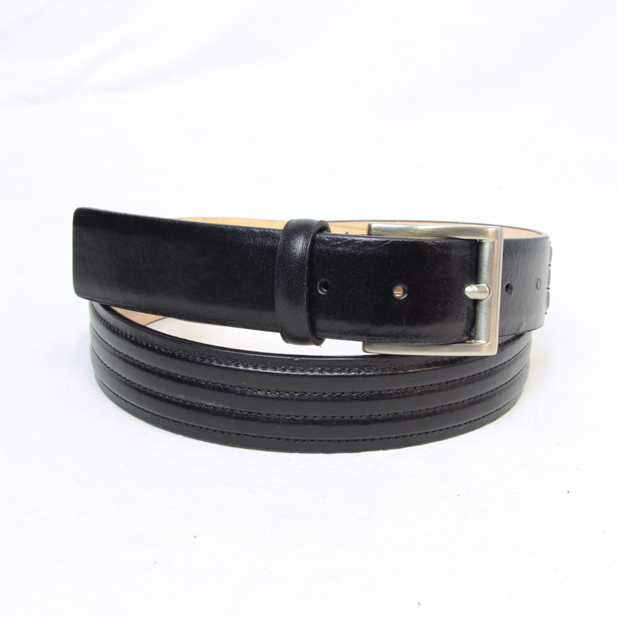 Leather belt wide 1,38" - black 5146-0