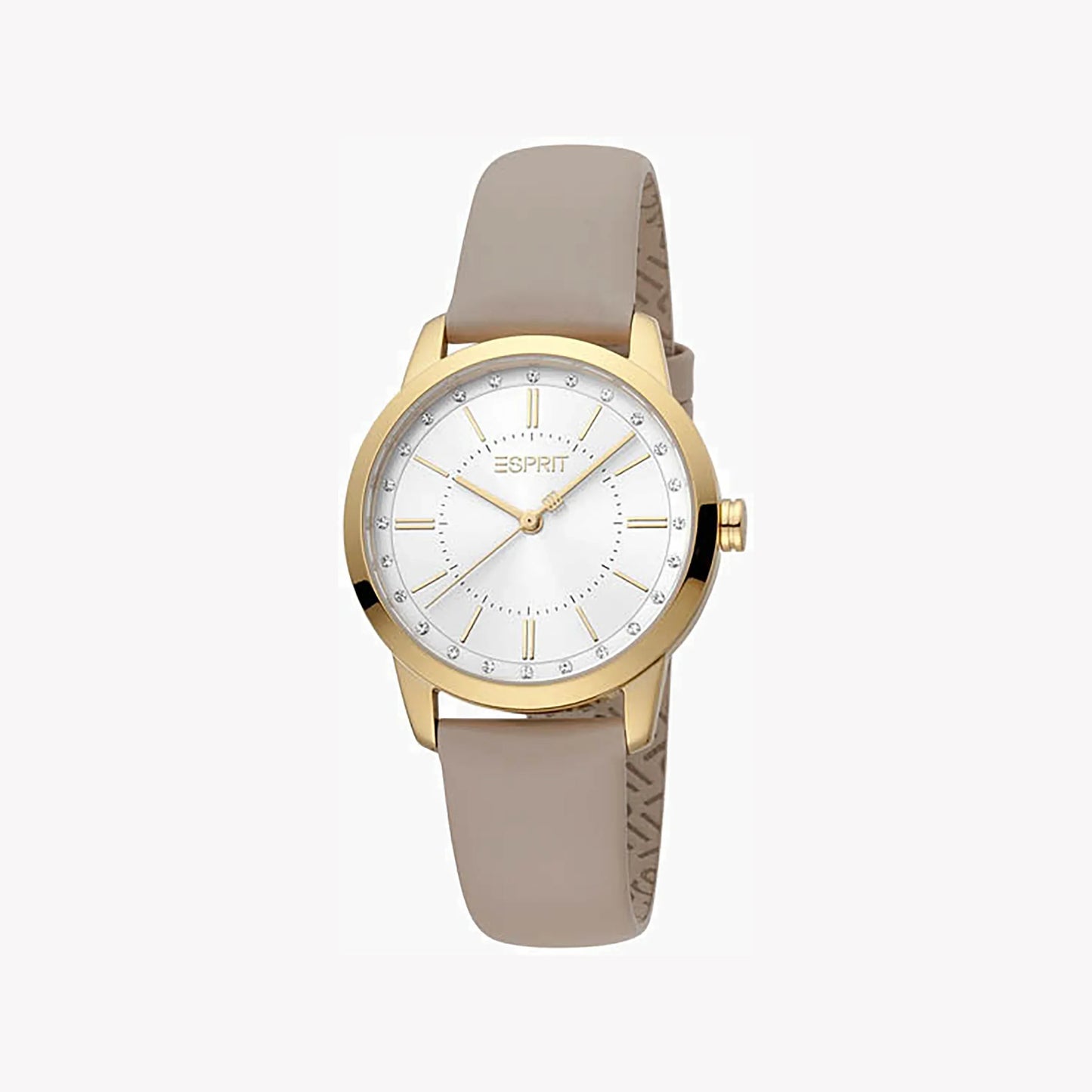 Esprit Women's Beige Leather Watch, Silver Dial | ES1L063M0015-0