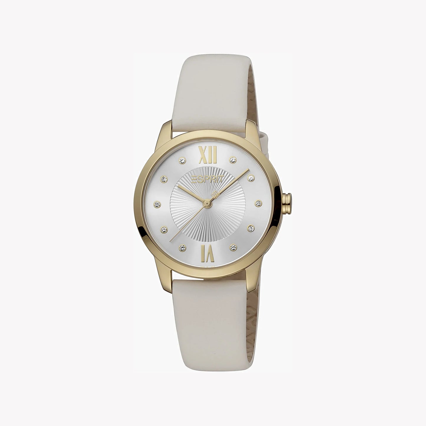 Esprit Women's Beige Leather Watch, Silver Dial | ES1L208M0035-0