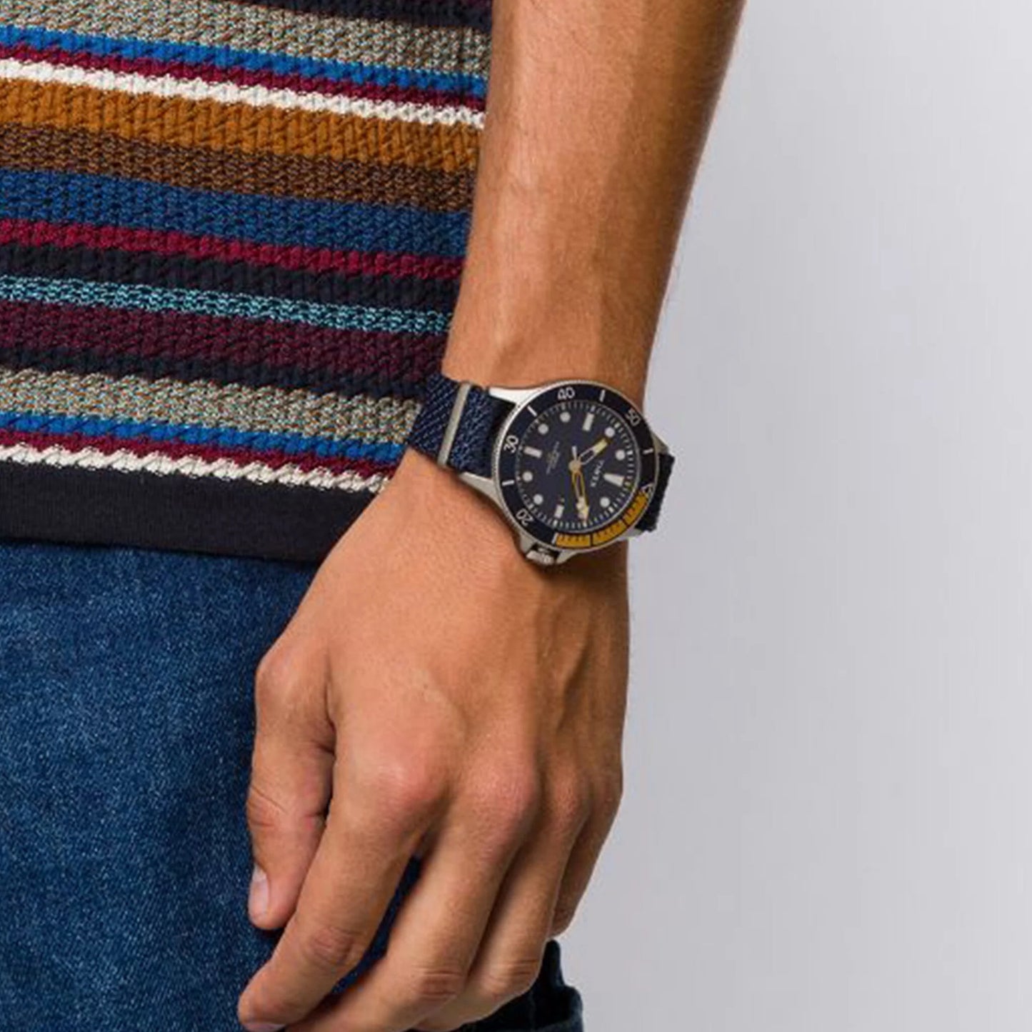 Timex Men's Blue Fabric Watch, Brass Case | TW2T30400-4