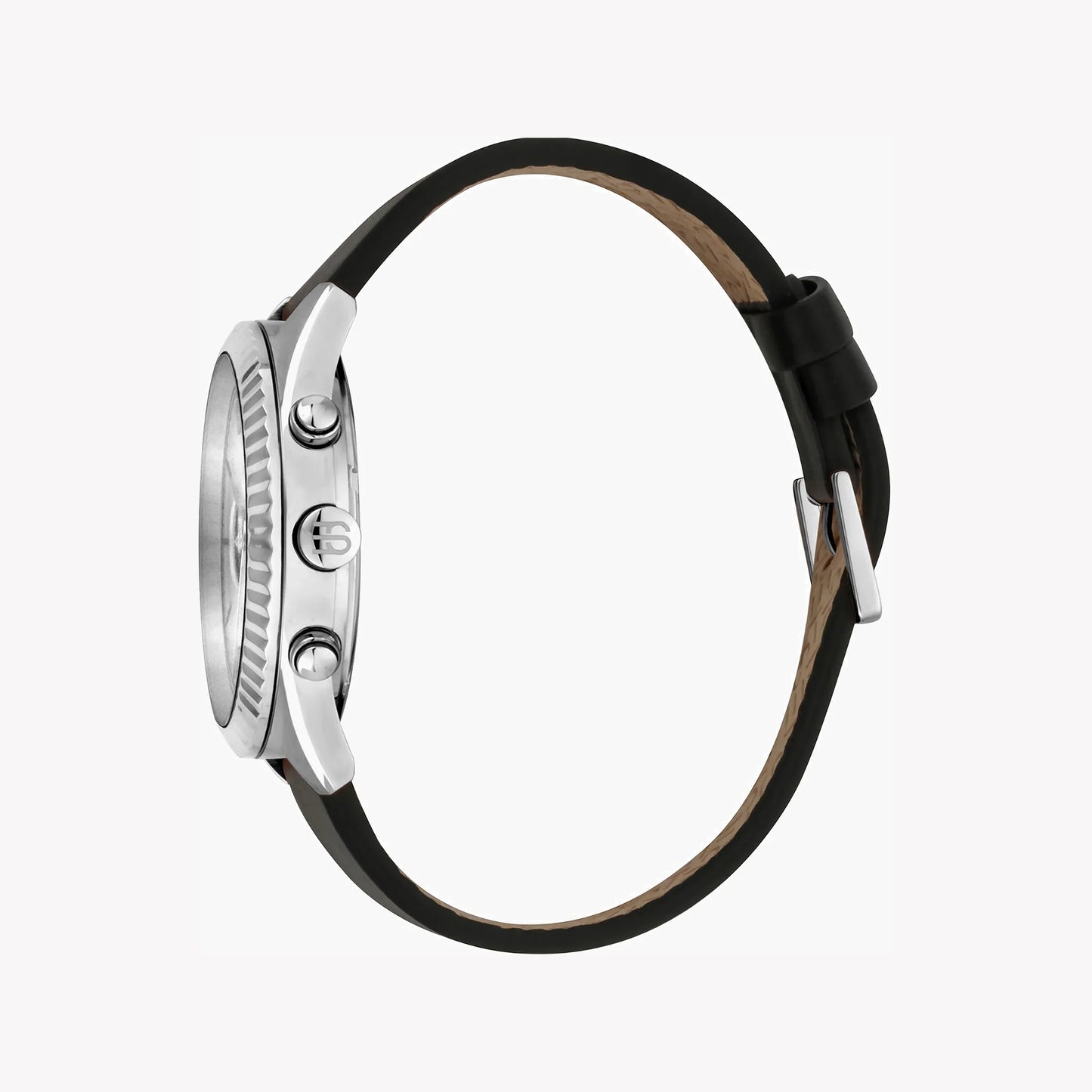 Esprit Men's Black Leather Watch, Silver Dial | ES1G211M0035-1
