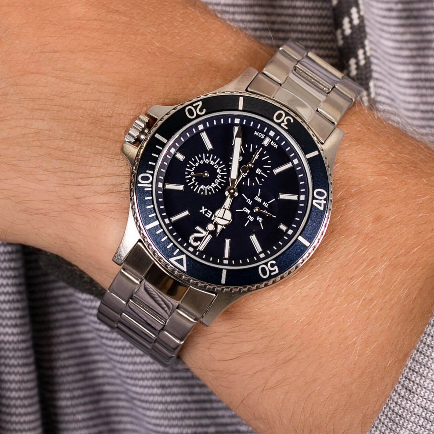 Timex Men's Silver Stainless Steel, Blue Dial | TW2U13200-4