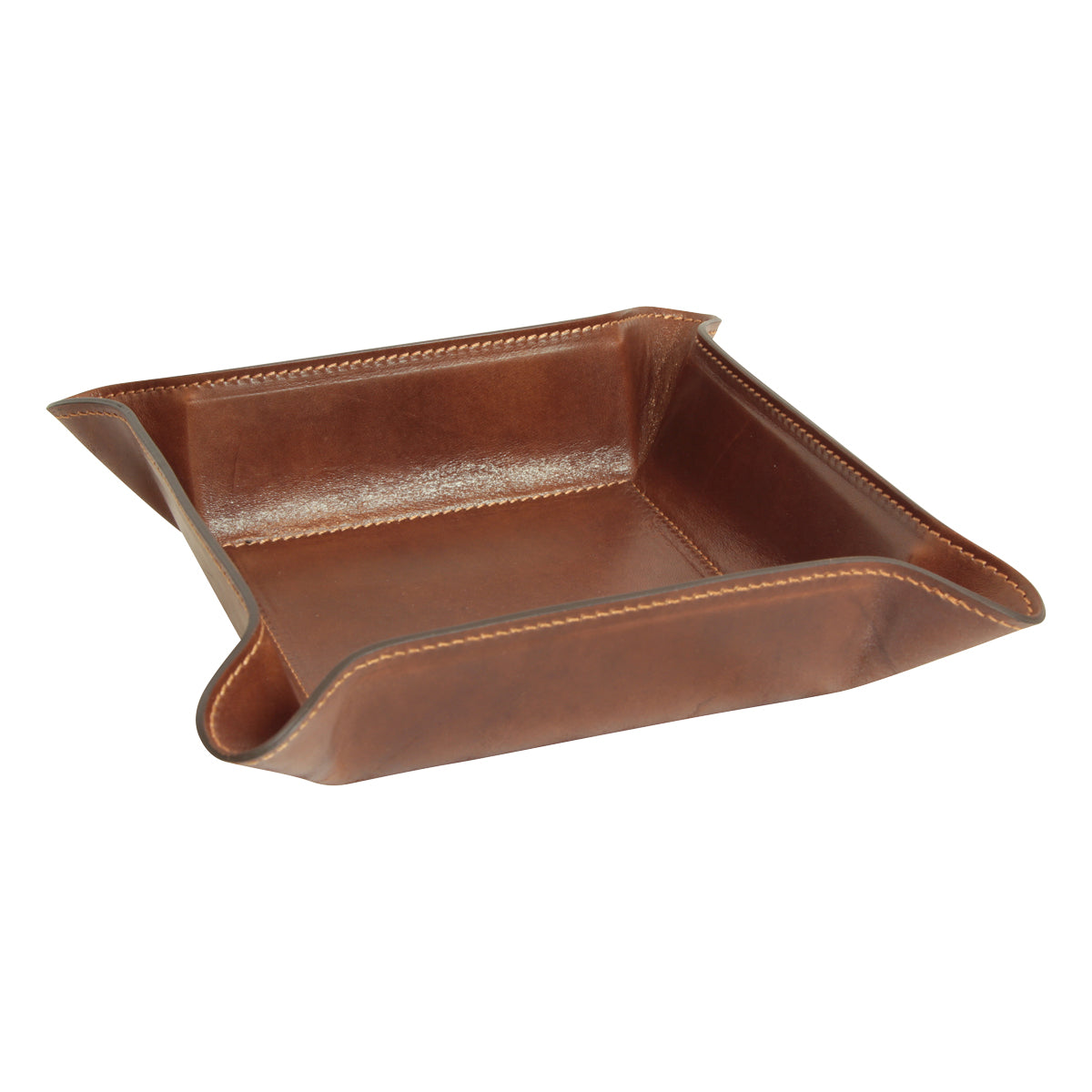 Leather Catchall Tray - Brown-1