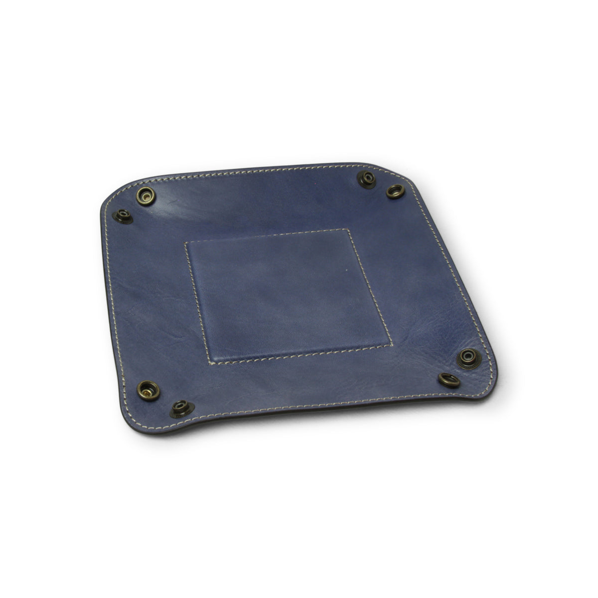 Leather valet tray - cobalt-1