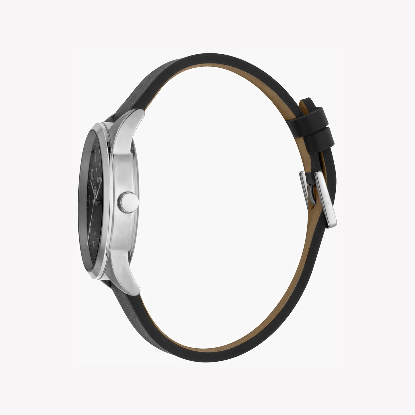 Esprit Men's Stainless Steel Black Leather Watch, Black Dial | ES1G068M0035-1