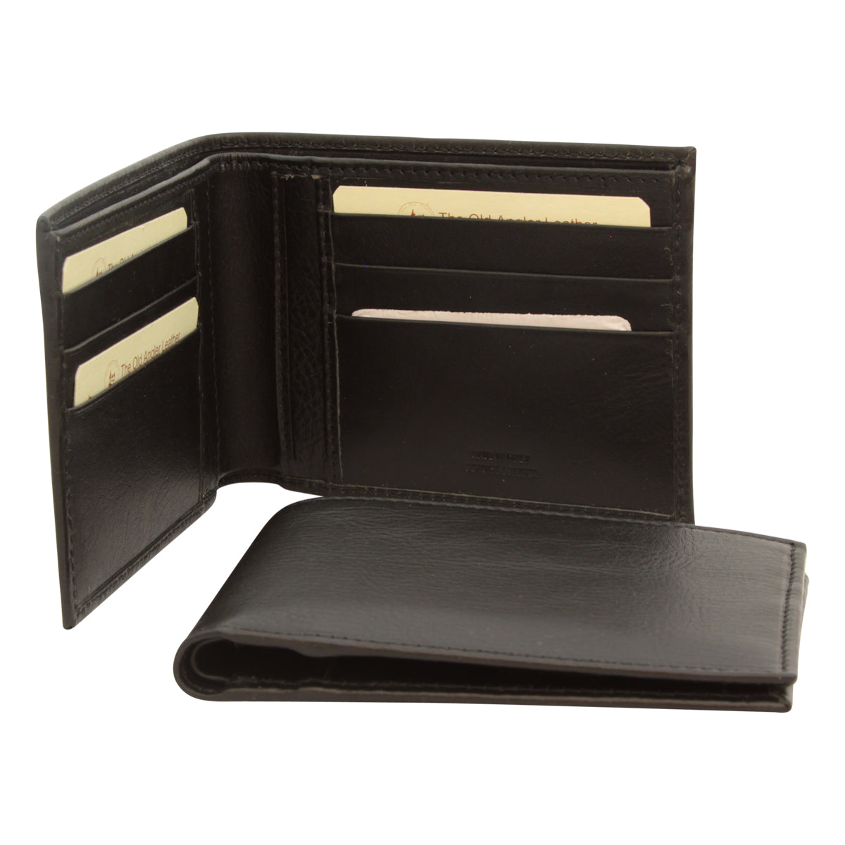 Leather bifold wallet - black with RFID-0