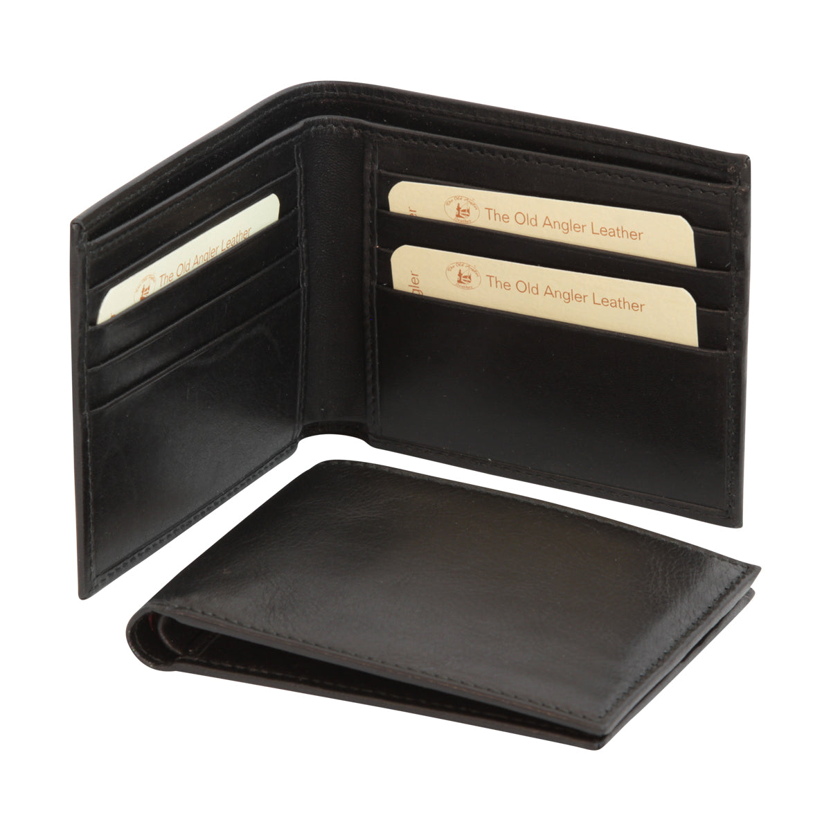 Leather bifold wallet for man with RFID- black-1