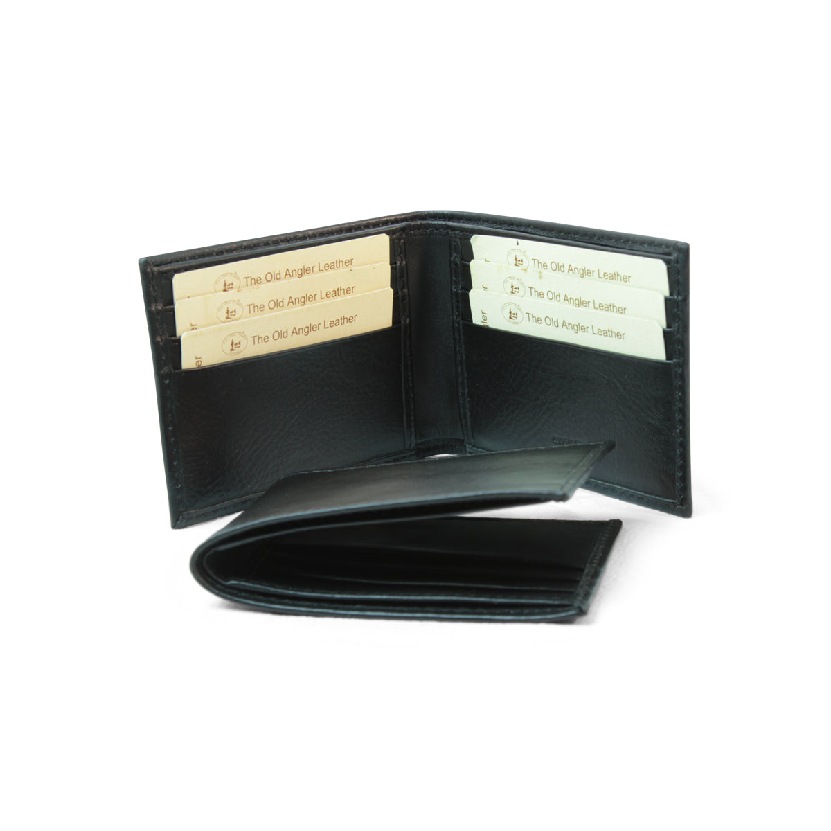 Leather bifold wallet with RFID- black-1