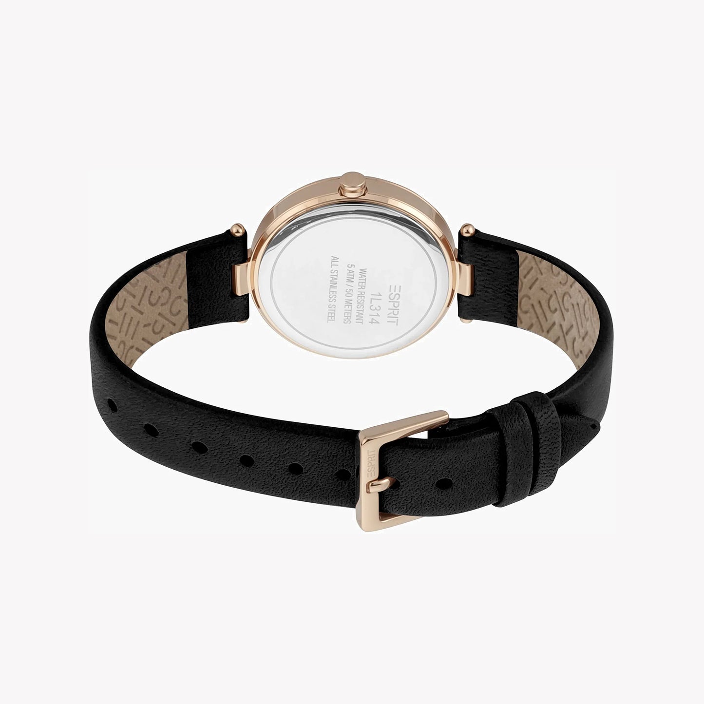 Esprit Women's Black Leather Watch, Black Dial | ES1L035M0015-2