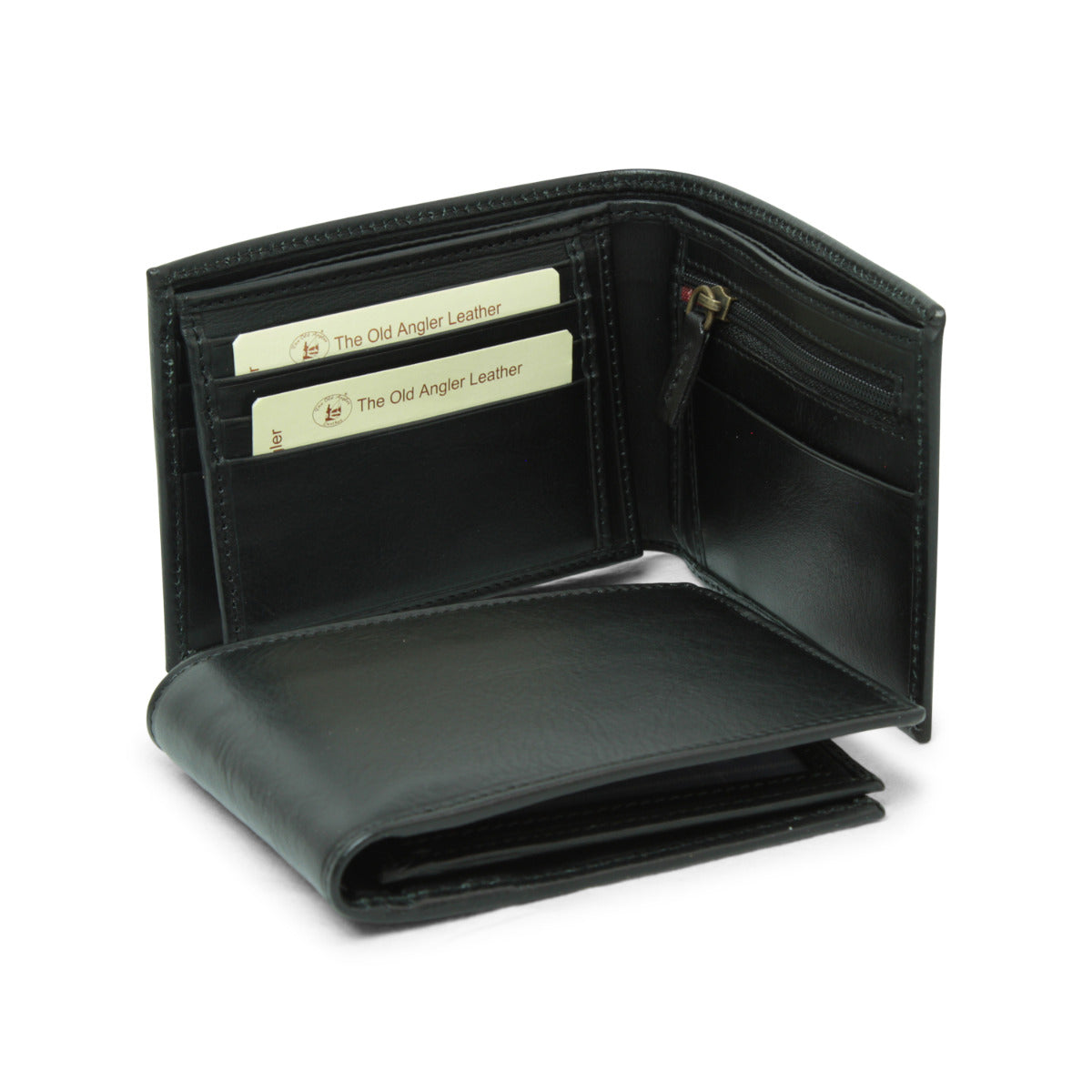 Leather wallet with coin pocket and RFID - black-0
