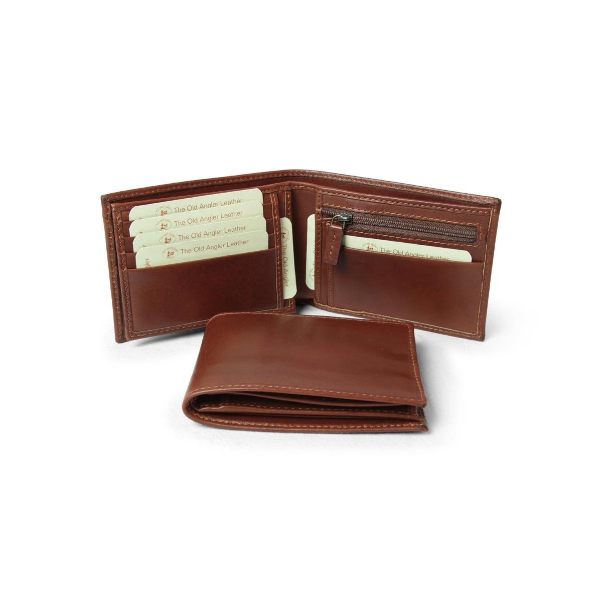 Leather wallet with coin pocket and RFID - brown-0