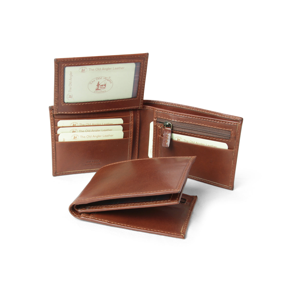Leather wallet with coin pocket and RFID - brown-1