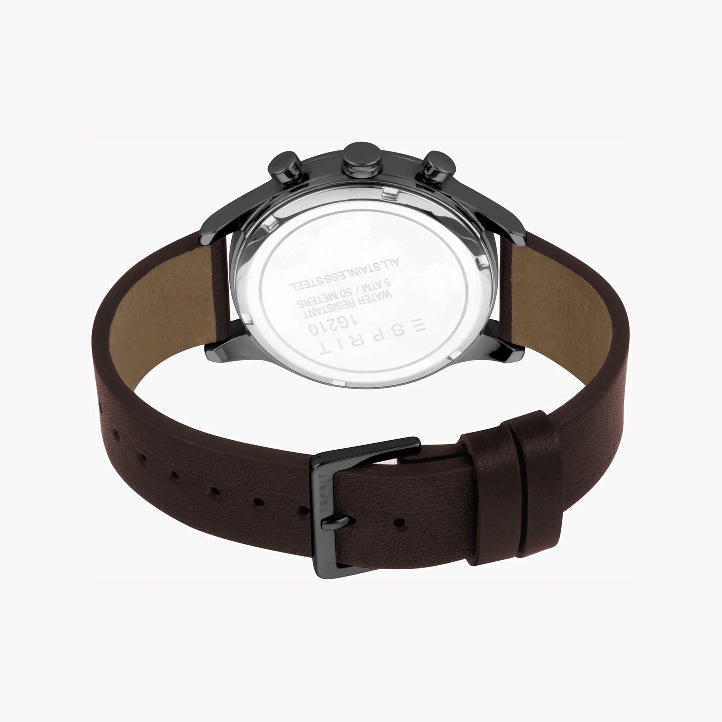 Esprit Men's Brown Leather Watch, Black Dial | EGS003116B-2