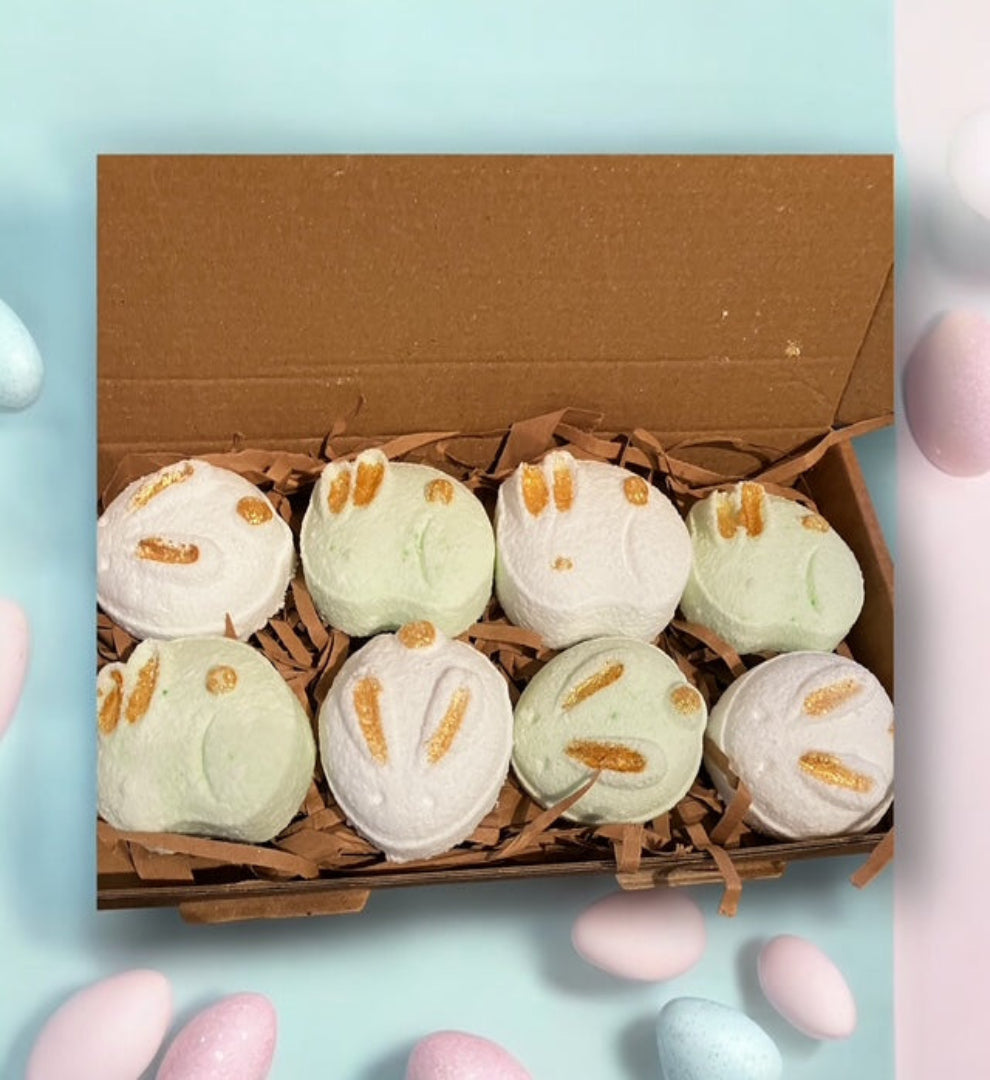 Large Bunny Bath Bomb Box in Coconut and Orange, Basil and Lime-1