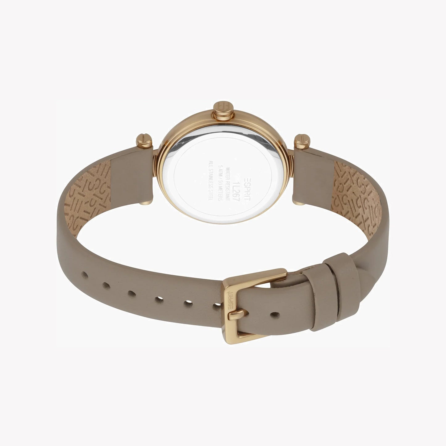Esprit Women's Beige Leather Watch, Silver Dial | ES1L081M0015-3