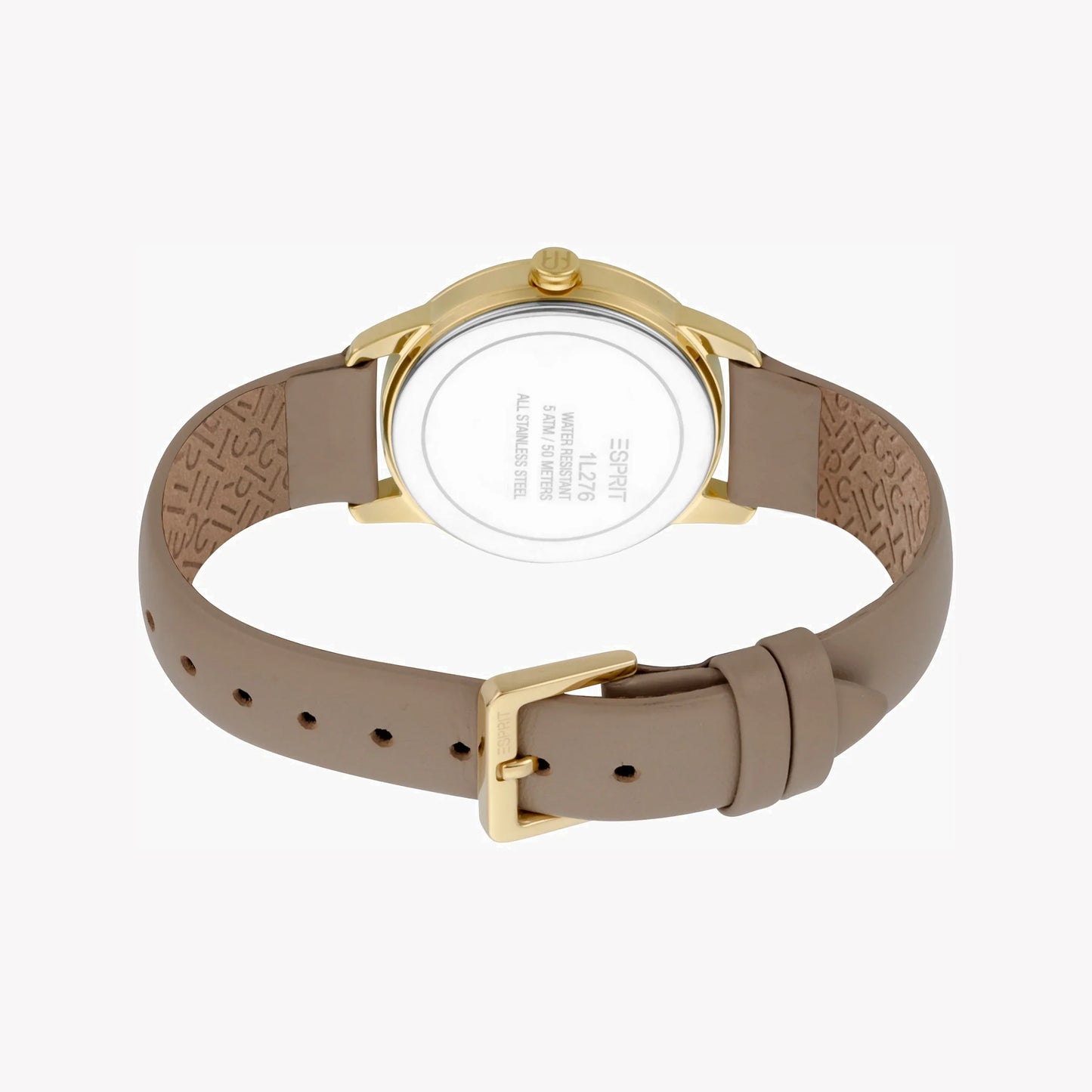 Esprit Women's Beige Leather Watch, Silver Dial | ES1L063M0015-2