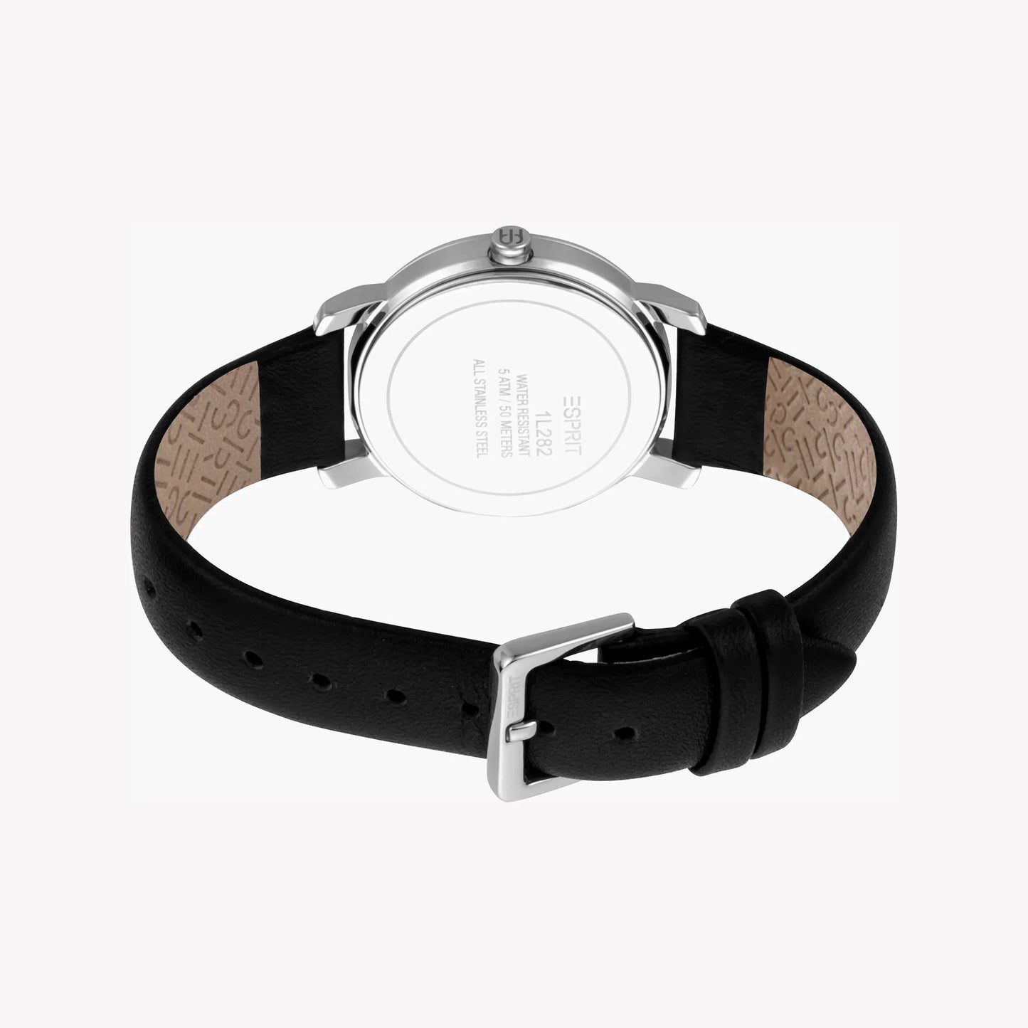 Esprit Women's Black Leather Watch, Black Dial | ES1L183M0015-3