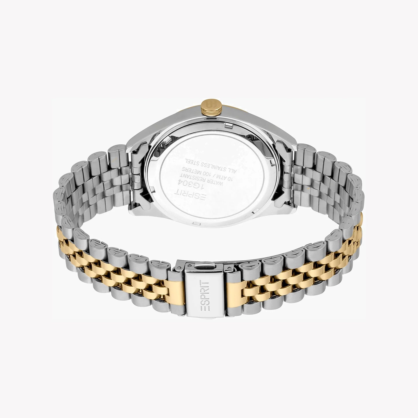 Esprit Men's Silver & Gold Stainless Steel Watch, Black Dial | ES1G250M0045-2