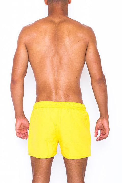 Eco-Friendly Quick dry UV protection Perfect fit Yellow Beach Shorts "Eclipse" Side pockets-3