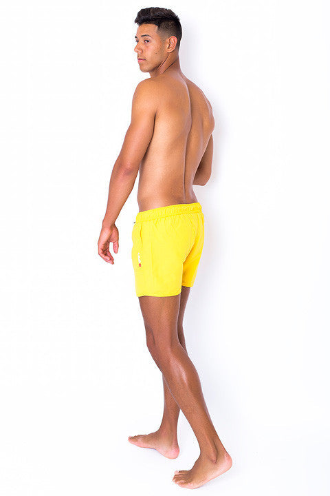 Eco-Friendly Quick dry UV protection Perfect fit Yellow Beach Shorts "Eclipse" Side pockets-1