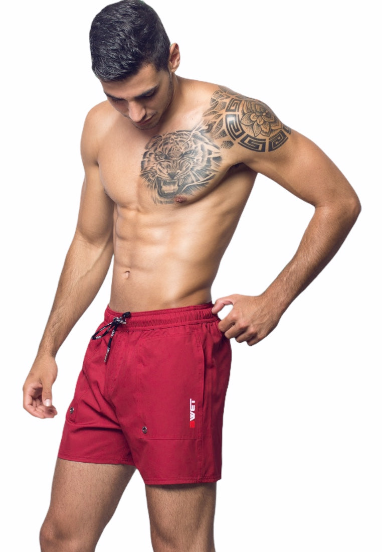 Stay Sustainable and Sexy with BWET Swimwear's Maroon Eclipse Swim Shorts-1