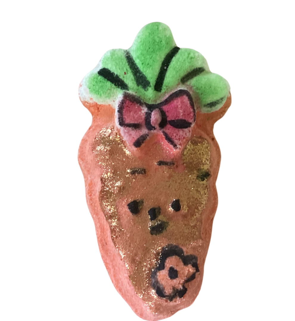 Carly Carrot Bath Bomb in Citrus Oil, Hand Painted, Made with Shea Butter-0