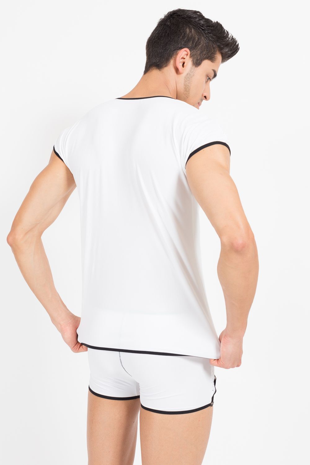 weiß/schwarzes V-Shirt Mixing 43-77 M von Look Me-3