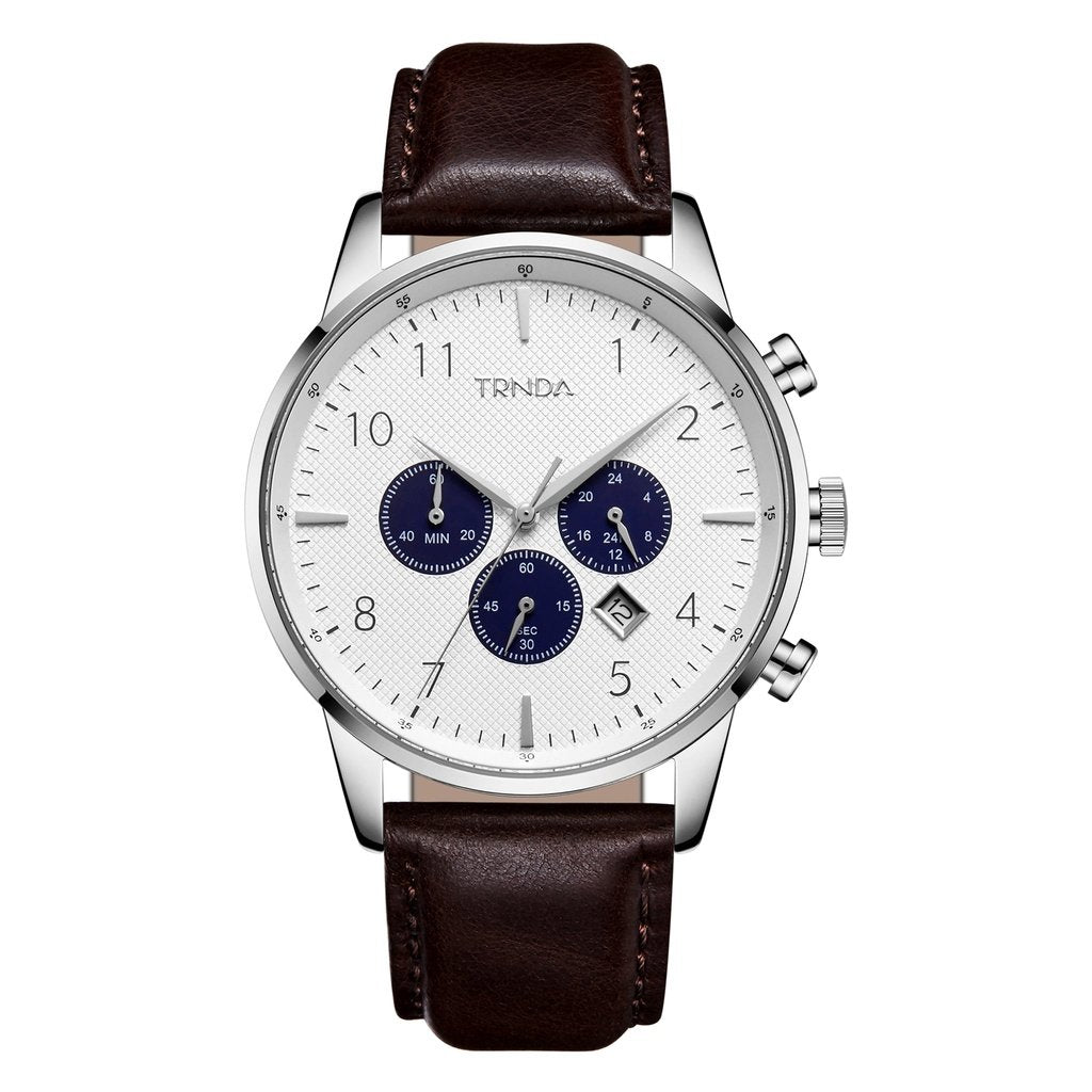 TRNDA Men's Stainless Steel Watch, Brown Leather | TRN-W43SL-0