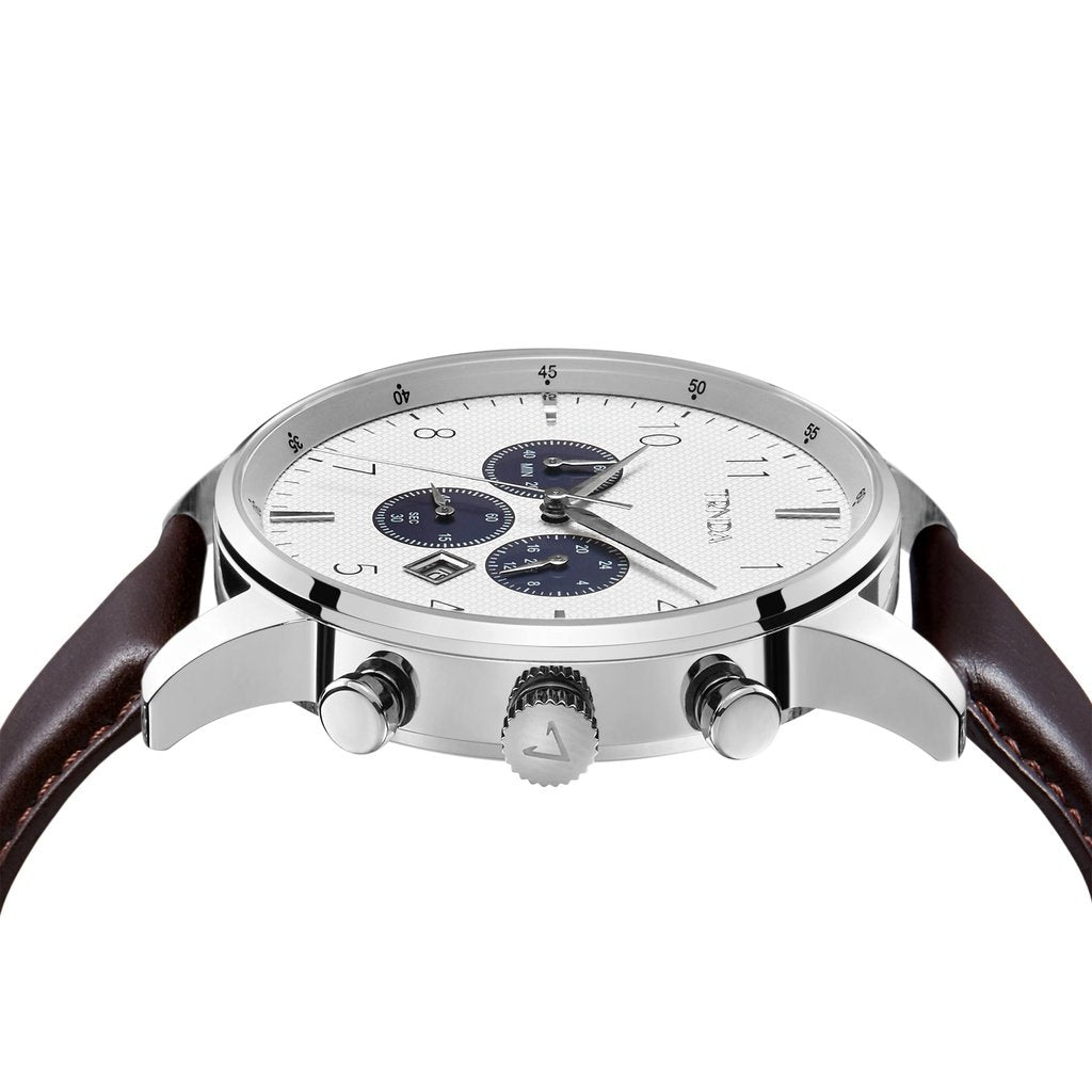 TRNDA Men's Stainless Steel Watch, Brown Leather | TRN-W43SL-2