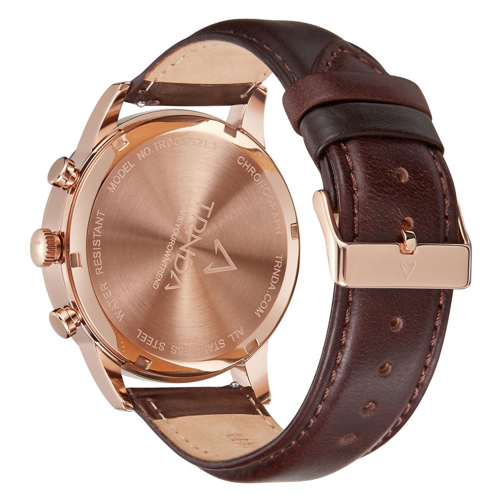 TRNDA Men's Rose Gold Stainless Steel Watch, Blue Dial | TRN-43RGDB-3