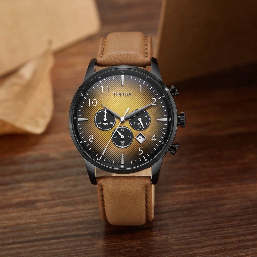 TRNDA Men's Stainless Steel Watch, Black Case | TRN-SS43B-2