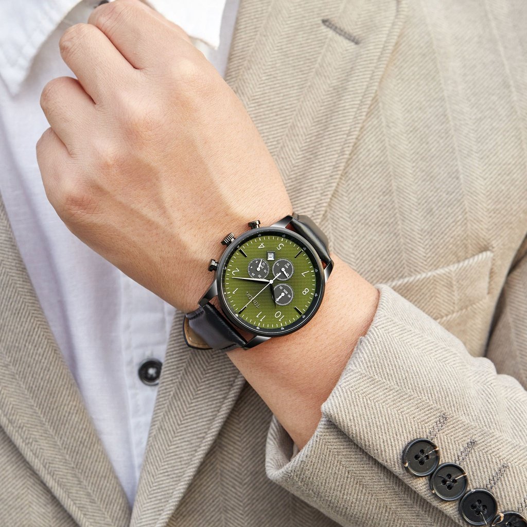 TRNDA Men's Stainless Steel Watch, Gradient Seaweed Green | TRN-43BLK-1