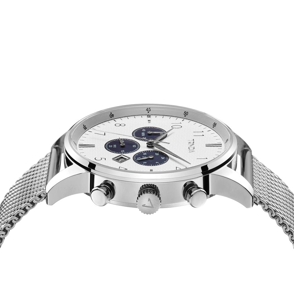 TRNDA Men's Stainless Steel Watch, Silver Dial | TRN-SS43M-2