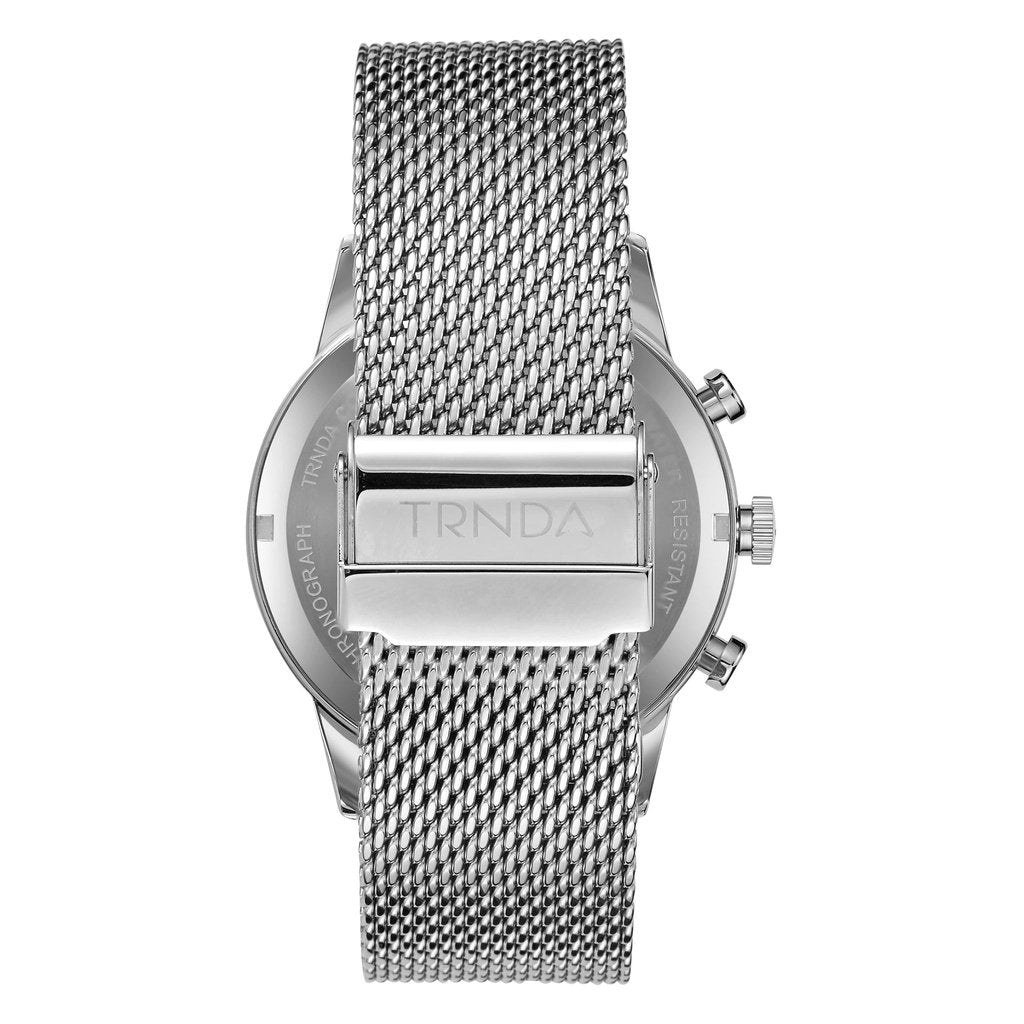 TRNDA Men's Stainless Steel Watch, Silver Dial | TRN-SS43M-4